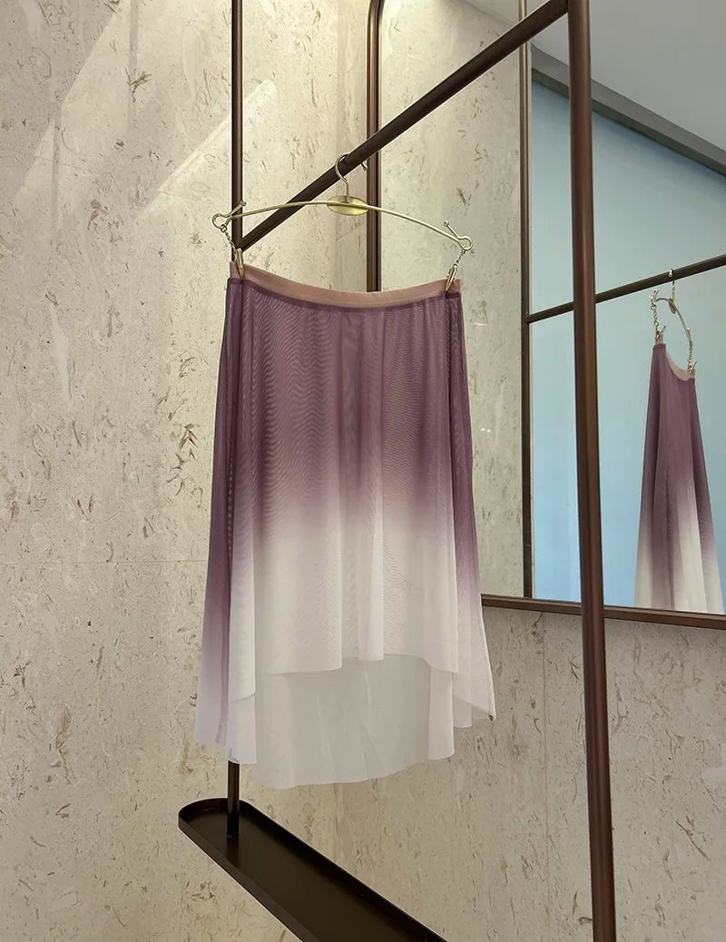 Ballet Dance Skirt Women High Quality Soft Net Printing Dance Leotard Dress Girl'S Dance Practice Long Skirt