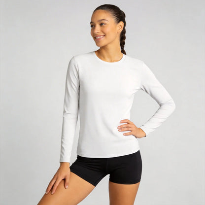 Women'S Long Sleeve Shirts Basic Crop Sports Tops Sun Protection Stretch Workout Top Crew Neck Slim Stretchy