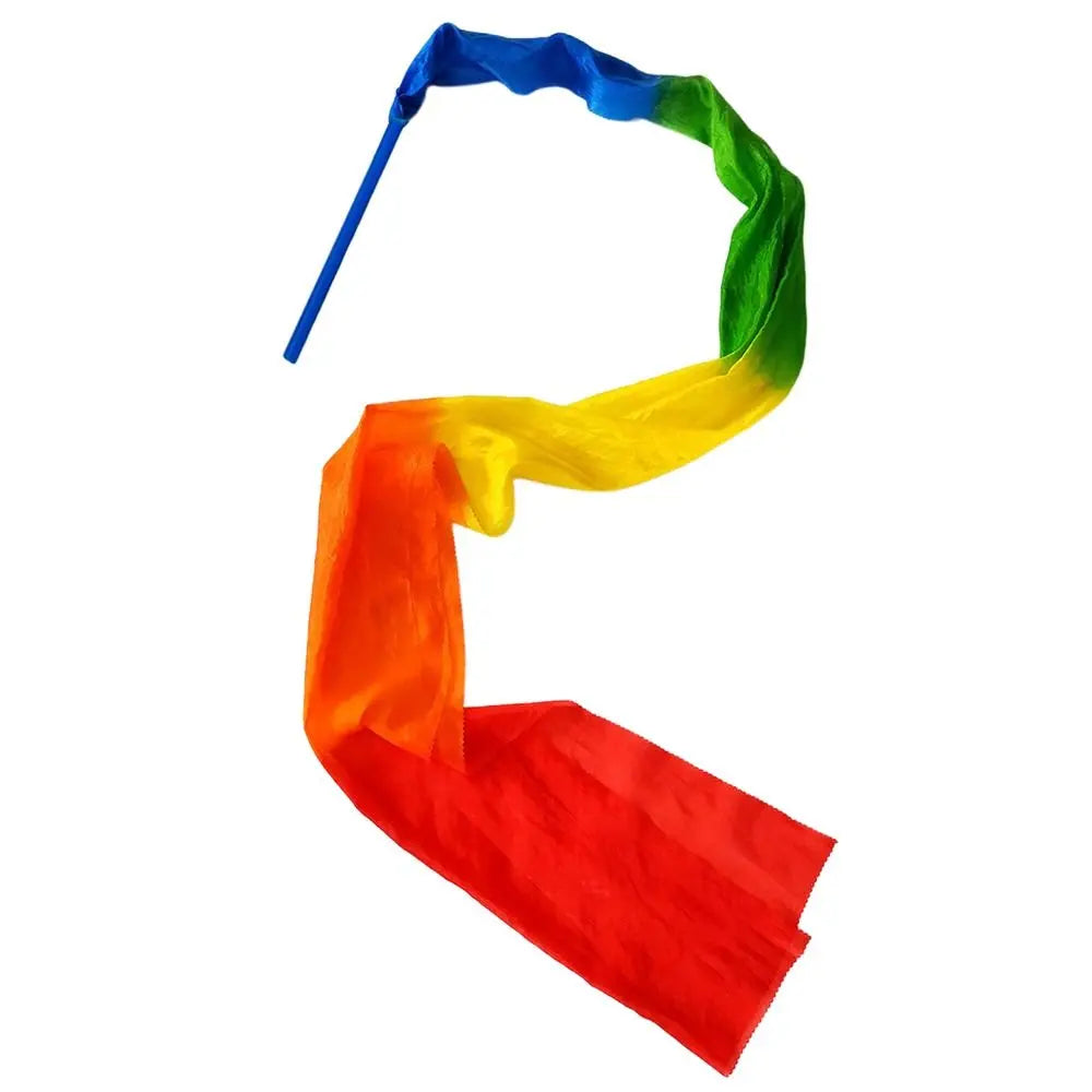 1.5M/2M Dance Streamer Gymnastics Dance Ribbons Belly Dance Real Silk Ribbon Throw Streamer with Rod