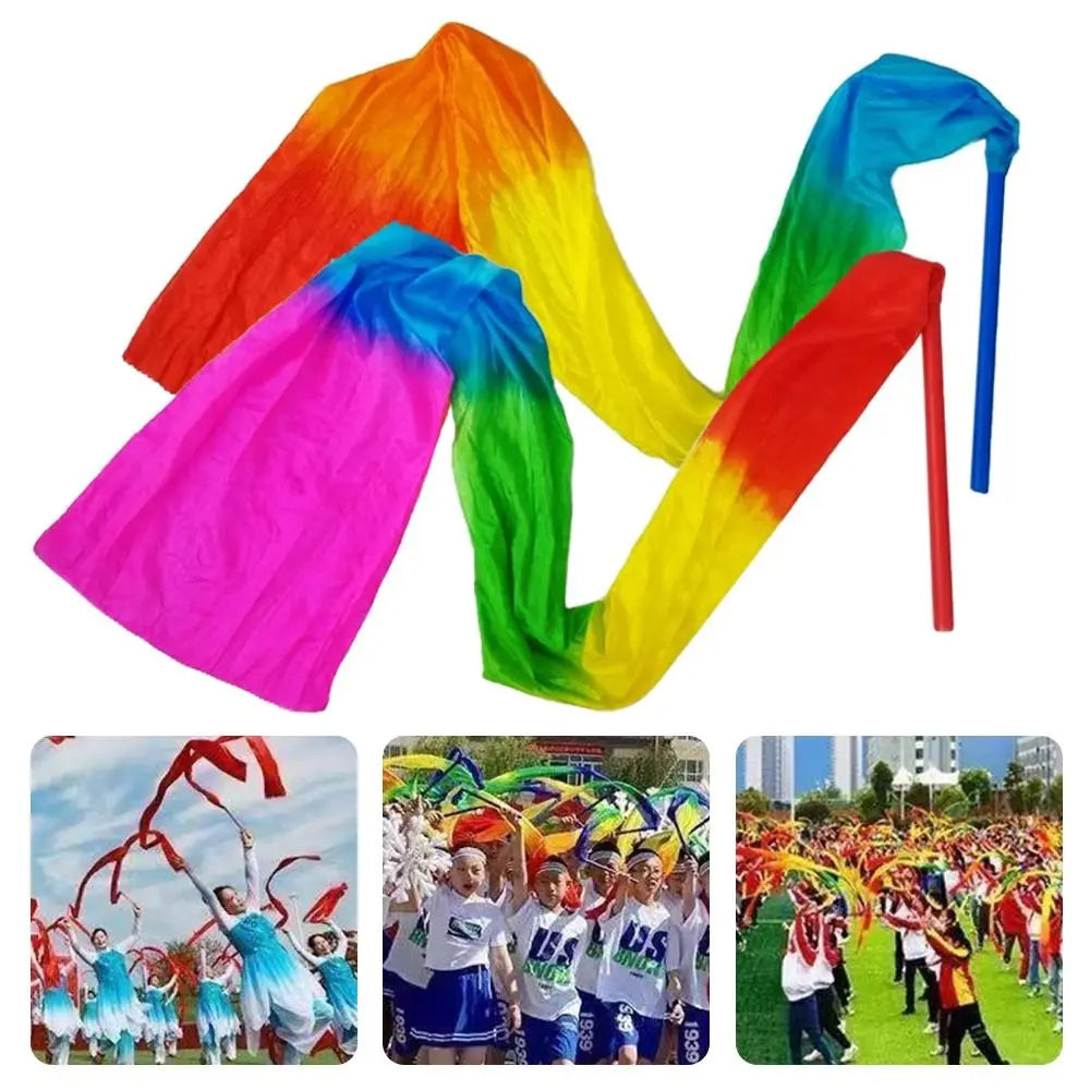 1.5M/2M Dance Streamer Gymnastics Dance Ribbons Belly Dance Real Silk Ribbon Throw Streamer with Rod