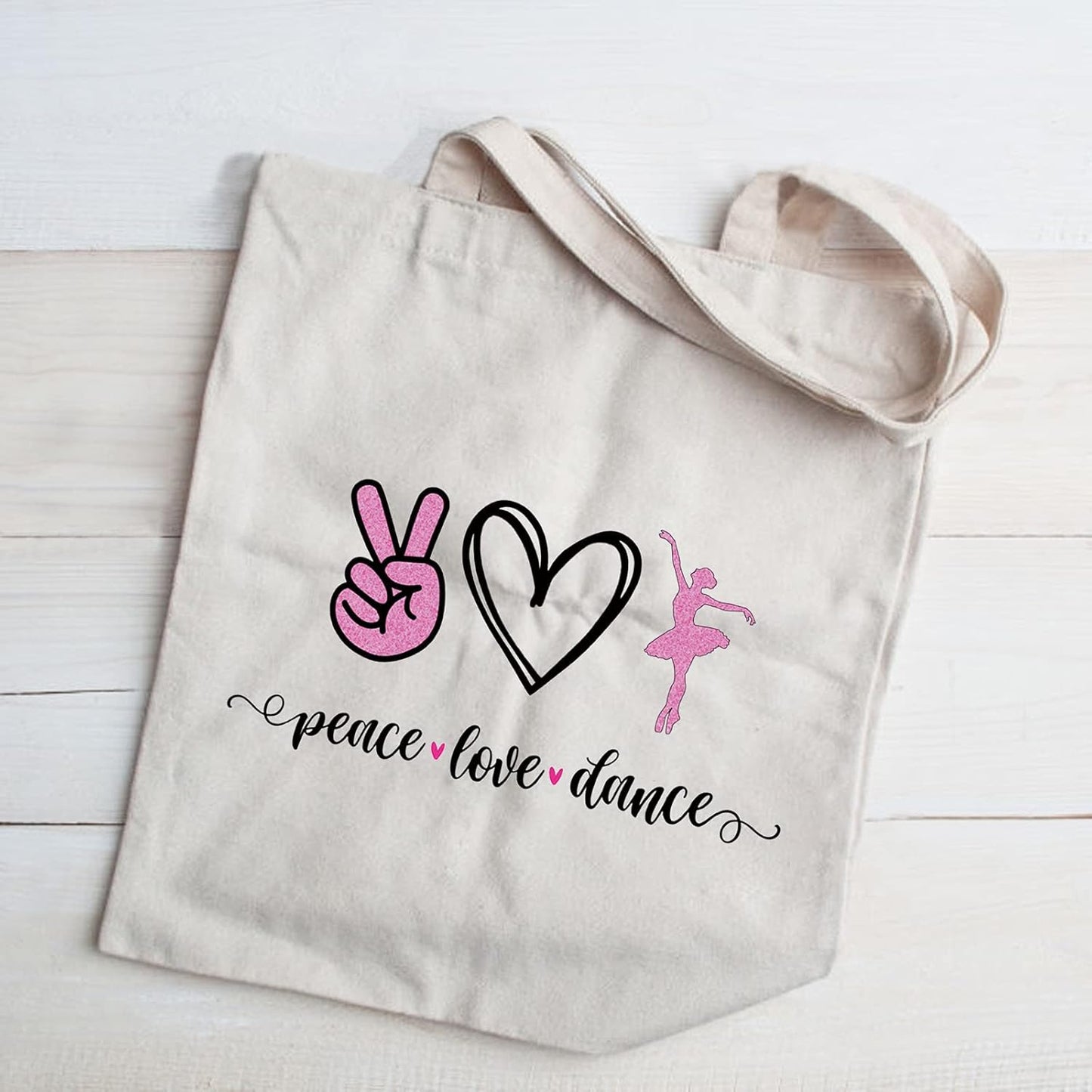 Ballet Dance Tote Bag - Peace Love Dance Shoulder Bag Organizer Gift for Dancer Lover Coach