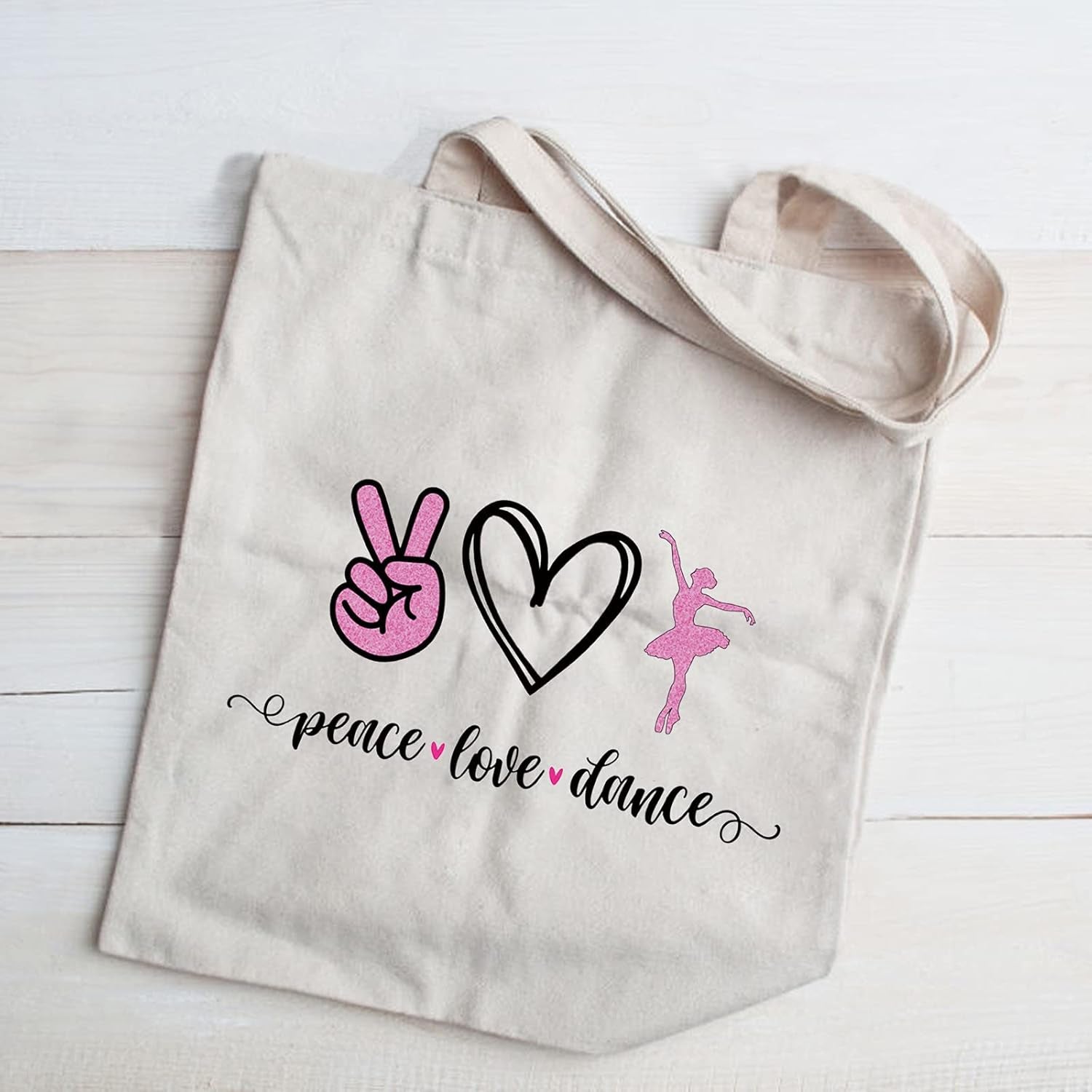 Ballet Dance Tote Bag - Peace Love Dance Shoulder Bag Organizer Gift for Dancer Lover Coach