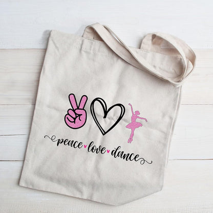 Ballet Dance Tote Bag - Peace Love Dance Shoulder Bag Organizer Gift for Dancer Lover Coach