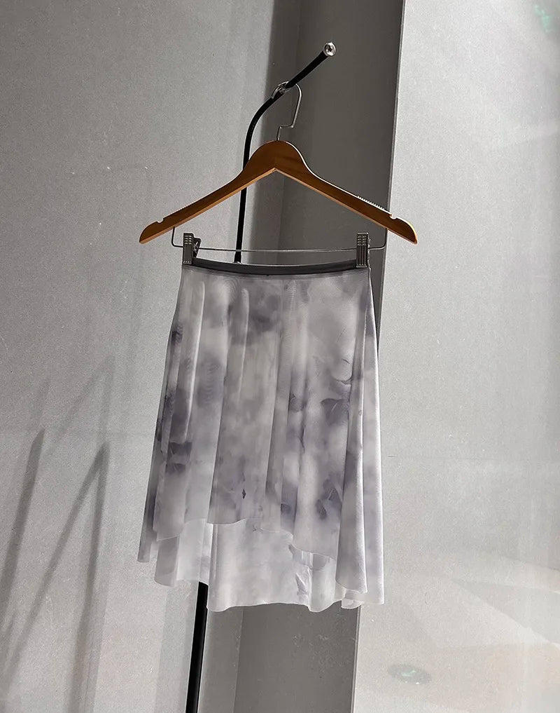 Ballet Dance Skirt Women High Quality Soft Net Printing Dance Leotard Dress Girl'S Dance Practice Long Skirt