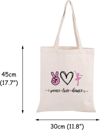 Ballet Dance Tote Bag - Peace Love Dance Shoulder Bag Organizer Gift for Dancer Lover Coach