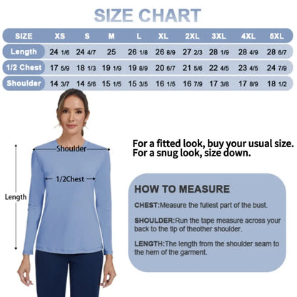 Women'S Long Sleeve Shirts Basic Crop Sports Tops Sun Protection Stretch Workout Top Crew Neck Slim Stretchy