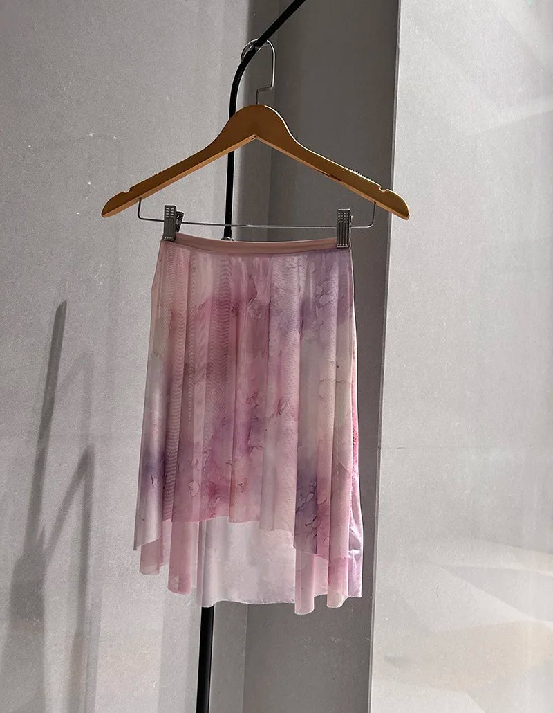 Ballet Dance Skirt Women High Quality Soft Net Printing Dance Leotard Dress Girl'S Dance Practice Long Skirt