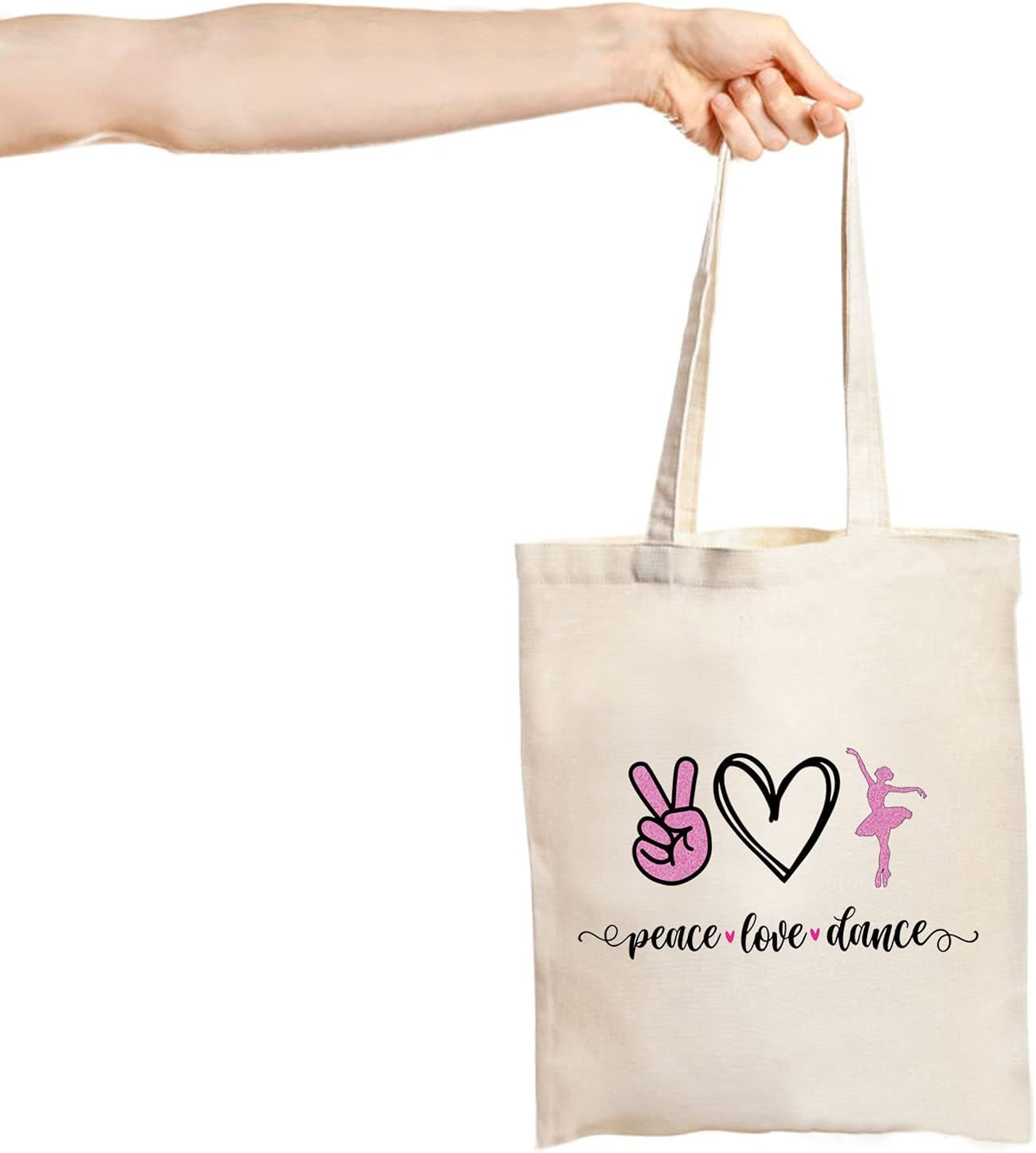 Ballet Dance Tote Bag - Peace Love Dance Shoulder Bag Organizer Gift for Dancer Lover Coach