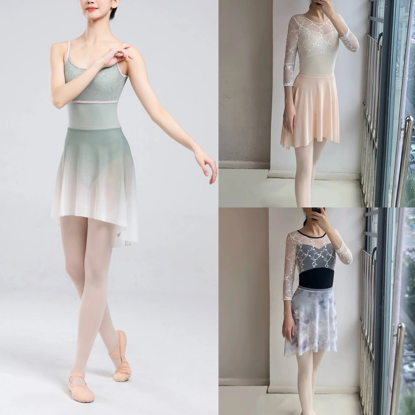 Ballet Dance Skirt Women High Quality Soft Net Printing Dance Leotard Dress Girl'S Dance Practice Long Skirt