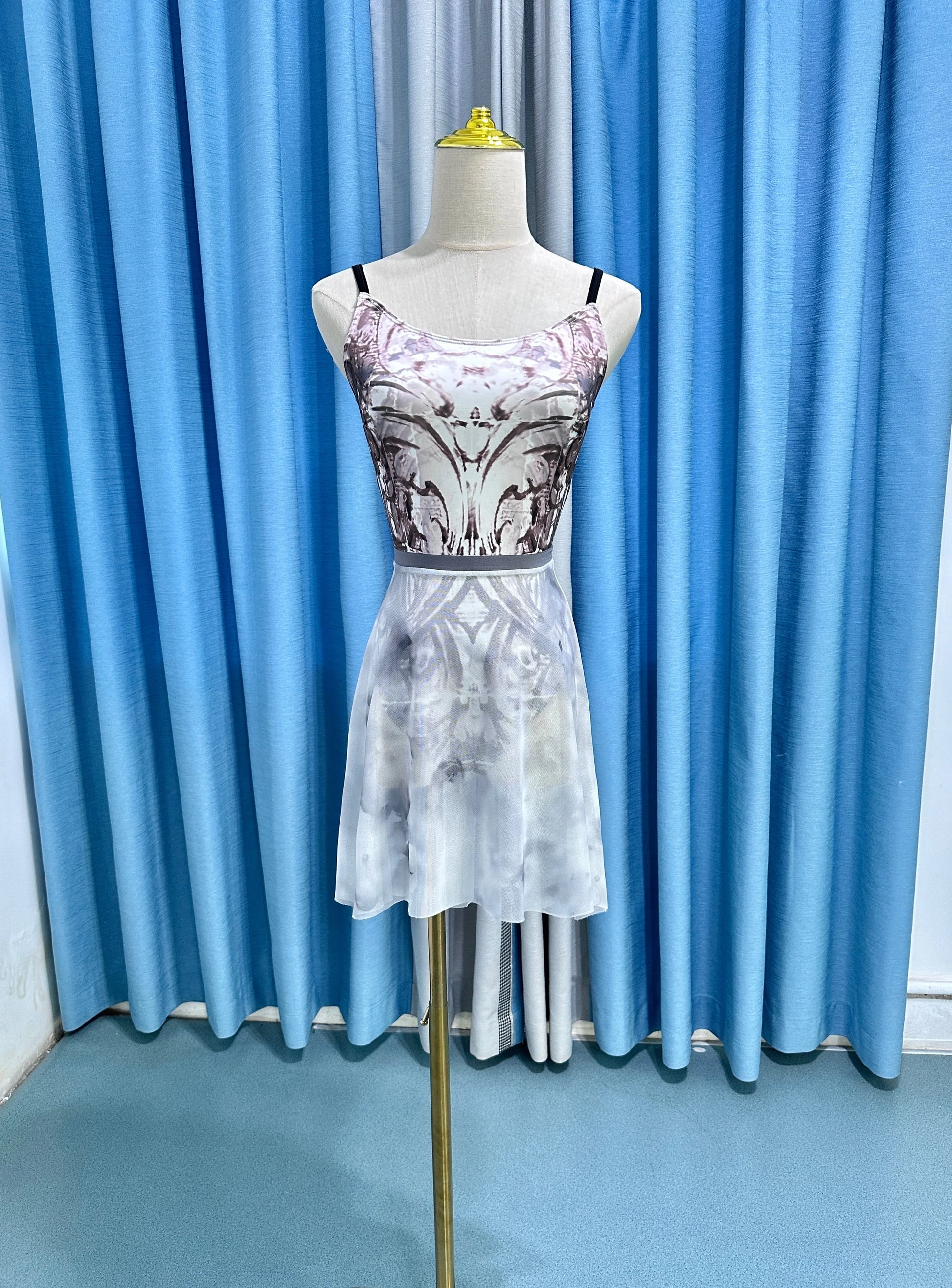 Ballet Dance Skirt Women High Quality Soft Net Printing Dance Leotard Dress Girl'S Dance Practice Long Skirt