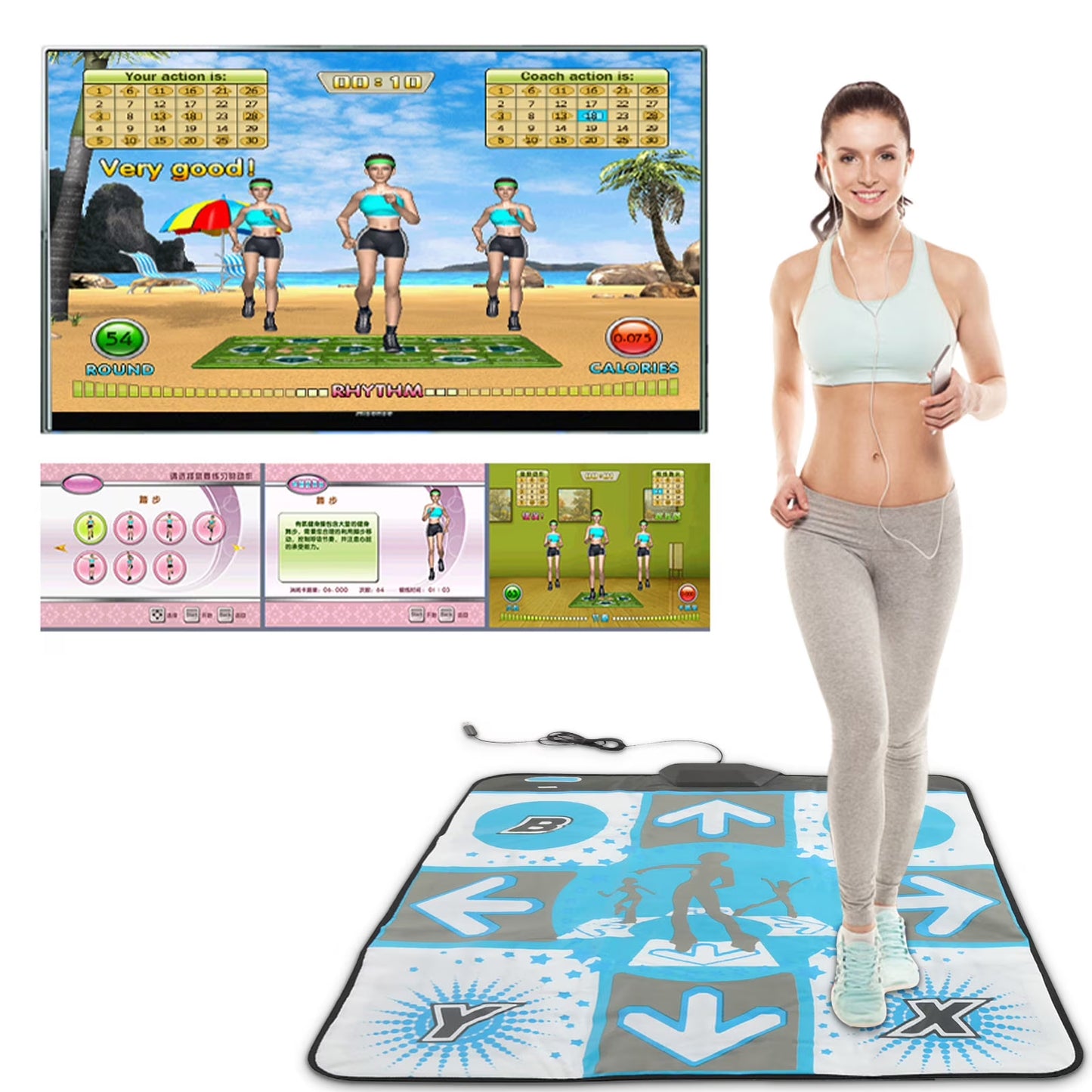 Non-Slip Wii Dance Mat for Active Life Games, ABS Dancing Pad Compatible with Wii Console and Dancing Stage Hottest Party, 35In