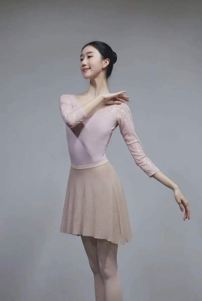 Ballet Dance Skirt Women High Quality Soft Net Printing Dance Leotard Dress Girl'S Dance Practice Long Skirt