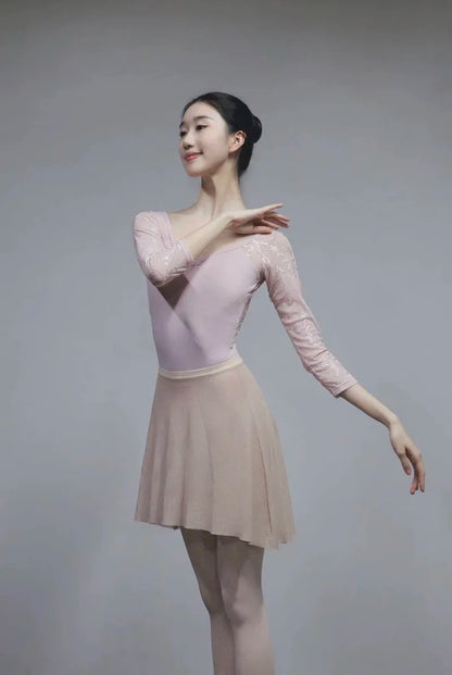 Ballet Dance Skirt Women High Quality Soft Net Printing Dance Leotard Dress Girl'S Dance Practice Long Skirt