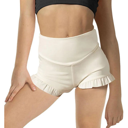 Girls Athletic High Waisted Ruffle Shorts - Comfy Yoga Dance Workout Gymnastics