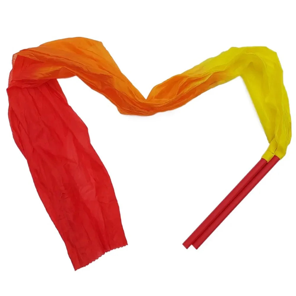 1.5M/2M Dance Streamer Gymnastics Dance Ribbons Belly Dance Real Silk Ribbon Throw Streamer with Rod