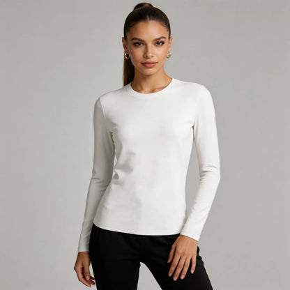 Women'S Long Sleeve Shirts Basic Crop Sports Tops Sun Protection Stretch Workout Top Crew Neck Slim Stretchy