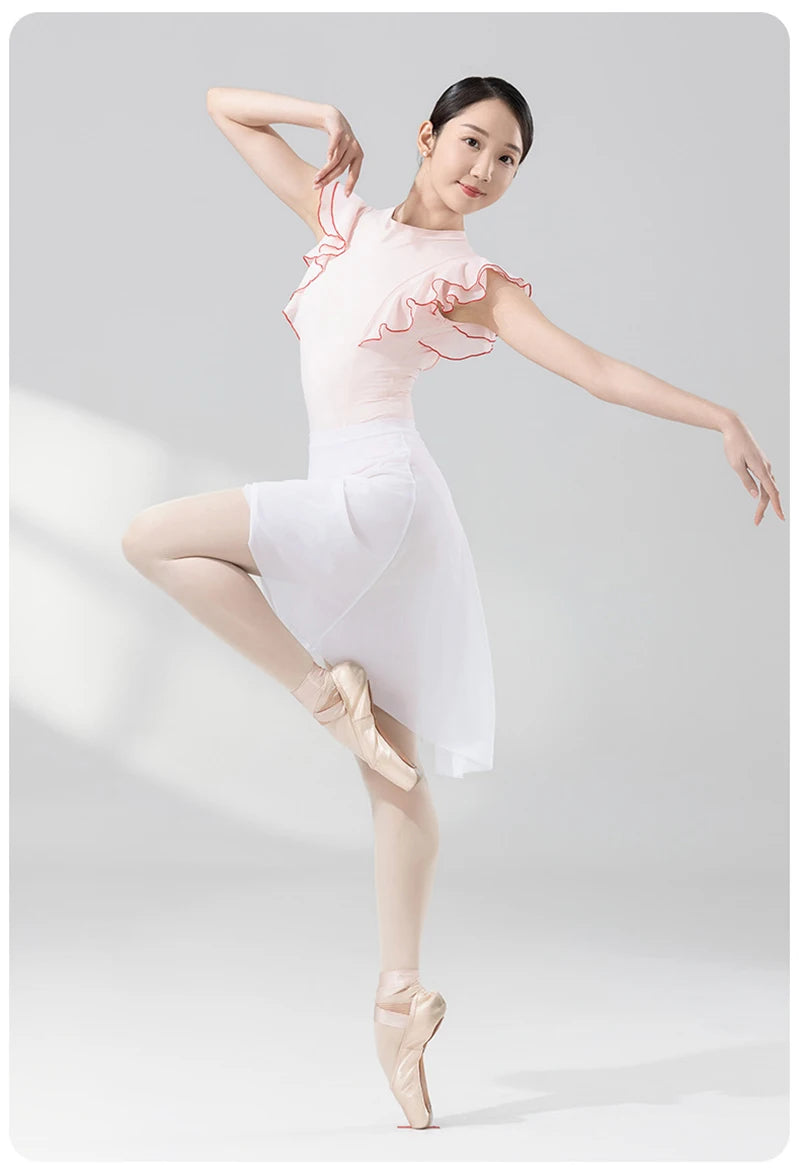 Ballet Dance Skirt Women High Quality Soft Net Printing Dance Leotard Dress Girl'S Dance Practice Long Skirt