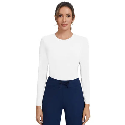 Women'S Long Sleeve Shirts Basic Crop Sports Tops Sun Protection Stretch Workout Top Crew Neck Slim Stretchy