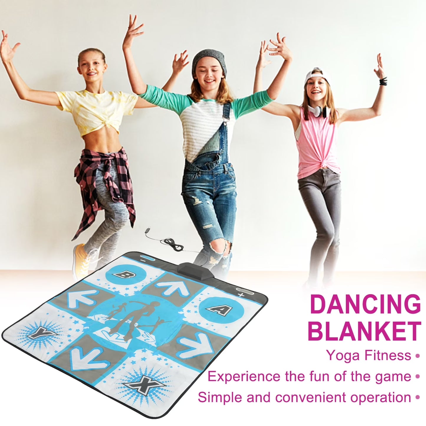 Non-Slip Wii Dance Mat for Active Life Games, ABS Dancing Pad Compatible with Wii Console and Dancing Stage Hottest Party, 35In