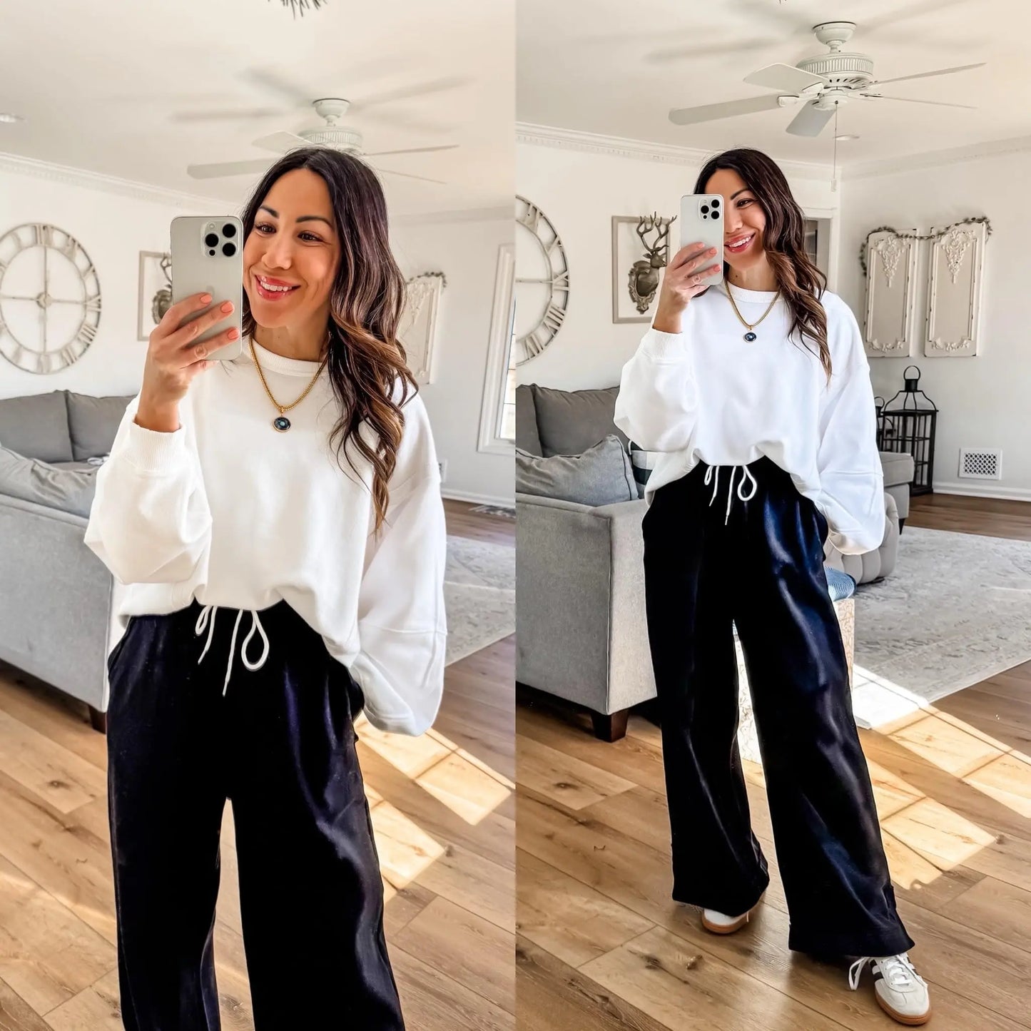 Tanming Women'S Casual Wide-Leg Palazzo Pants Loose Fit Drawstring Waist Elastic Fabric Pockets Side Slit Hem Design Perfect for Relaxed Comfort