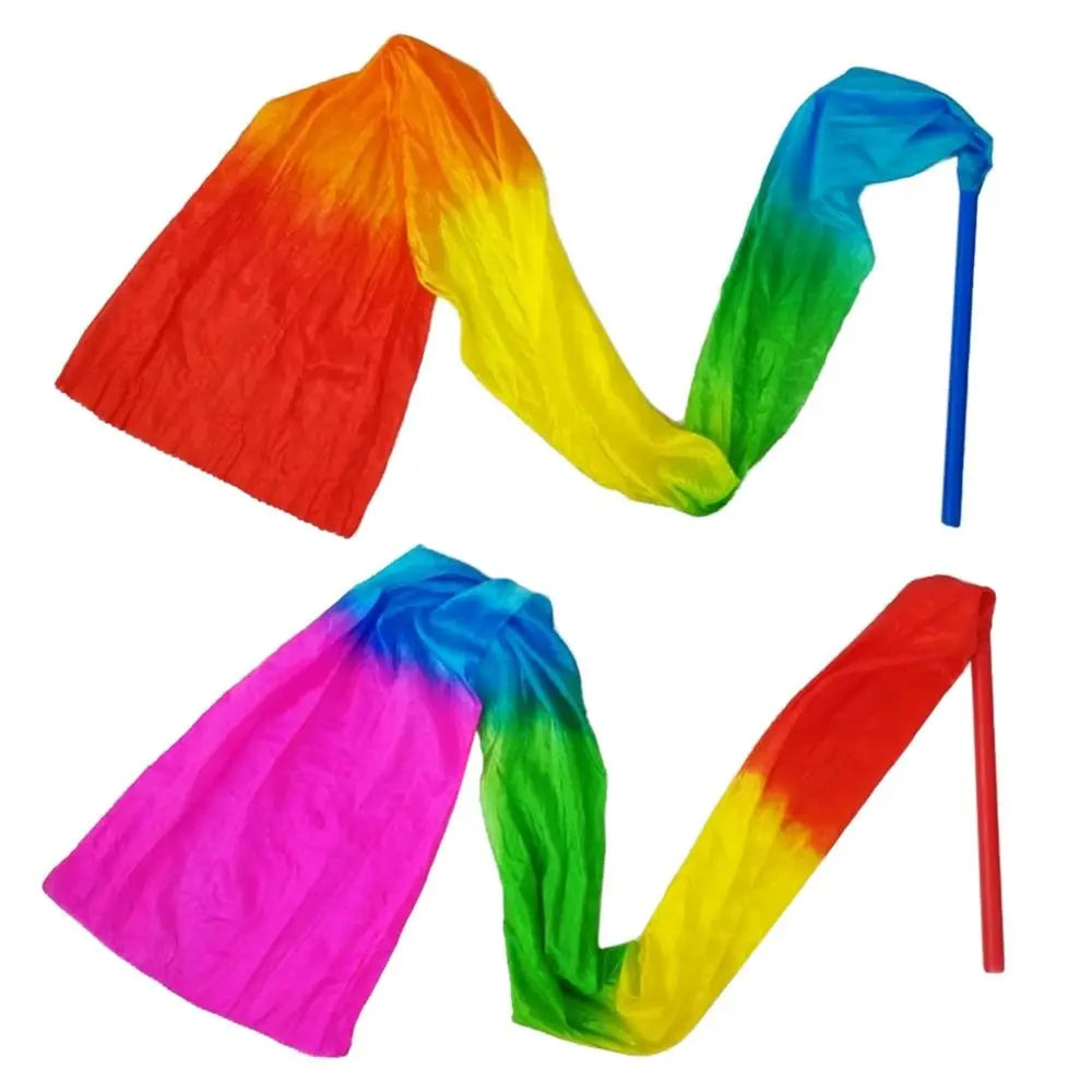 1.5M/2M Dance Streamer Gymnastics Dance Ribbons Belly Dance Real Silk Ribbon Throw Streamer with Rod